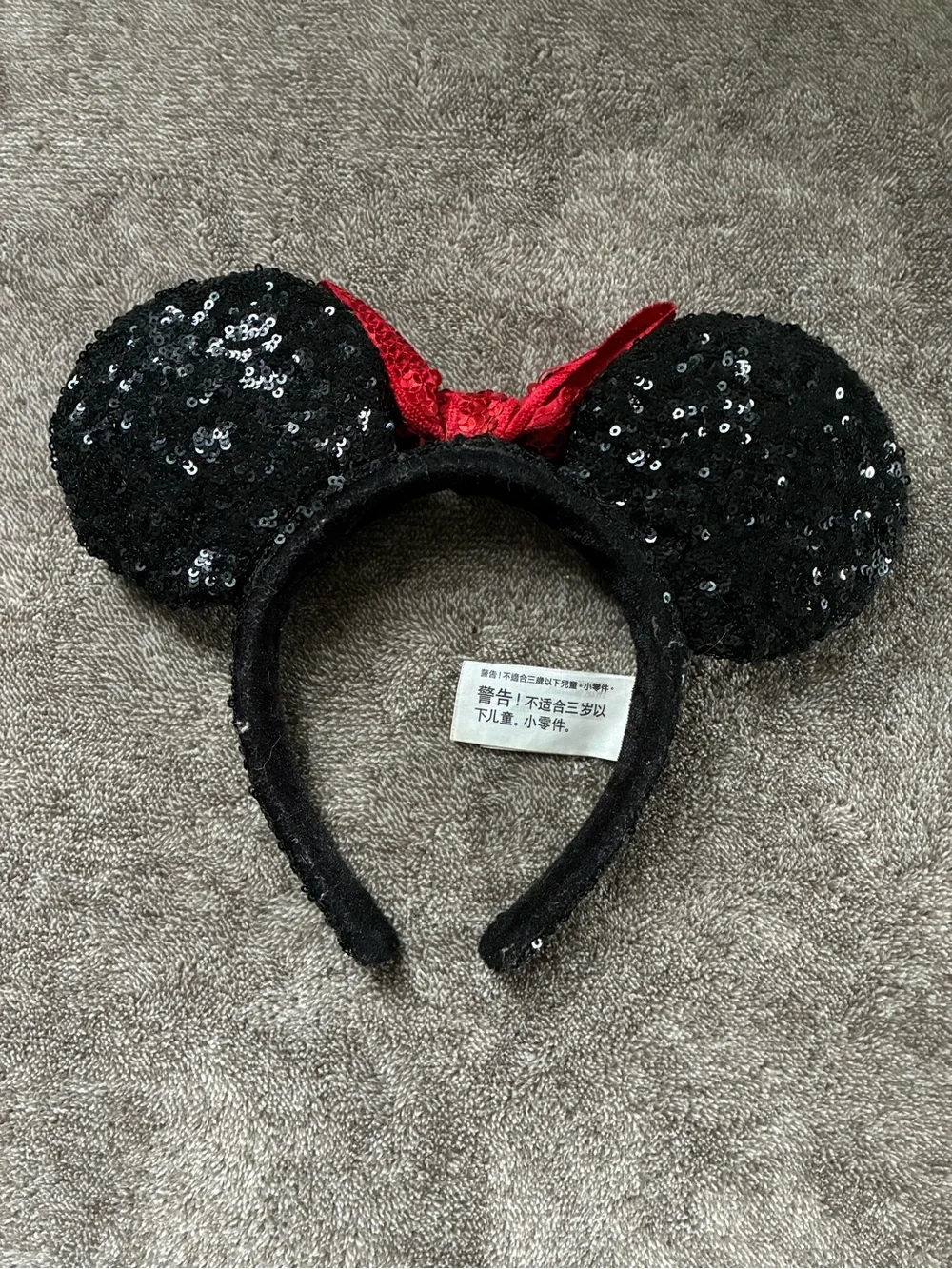 Disney Parks Classic Sequin Minnie Ears Headband Red Sequined Bow Coquette OS